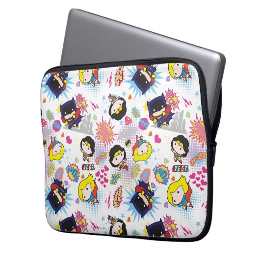 Chibi Super Heroine Pattern Laptopschutzhülle (Vorderseite Links)