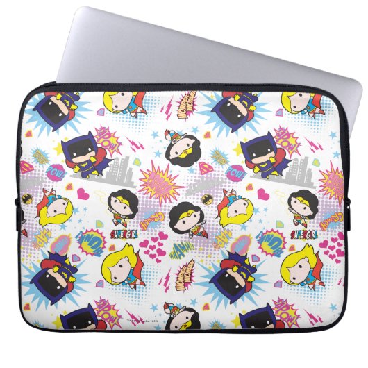 Chibi Super Heroine Pattern Laptopschutzhülle (Vorderseite)