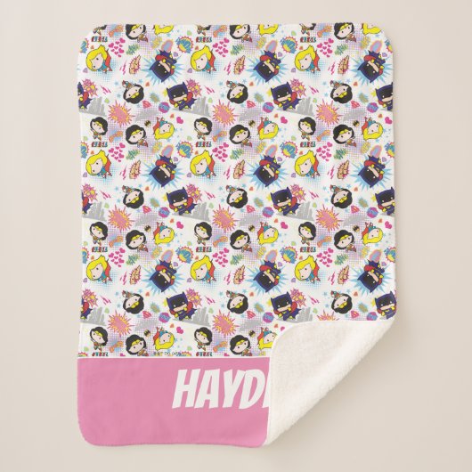 Chibi Super Heroine Pattern Sherpadecke (Vorderseite)