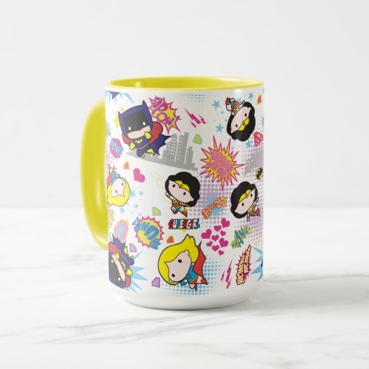 Chibi Super Heroine Pattern Tasse (Vorderseite Links)