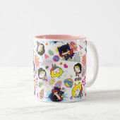 Chibi Super Heroine Pattern Zweifarbige Tasse (VorderseiteRechts)