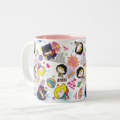 Chibi Super Heroine Pattern Zweifarbige Tasse (Vorderseite Links)