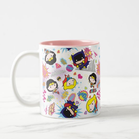 Chibi Super Heroine Pattern Zweifarbige Tasse (Links)
