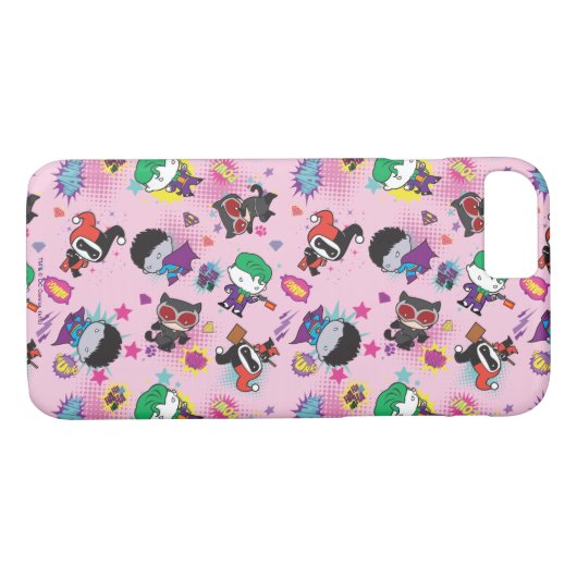 Chibi Super Villain Action Pattern Case-Mate iPhone Hülle (Rückseite (Horizontal))