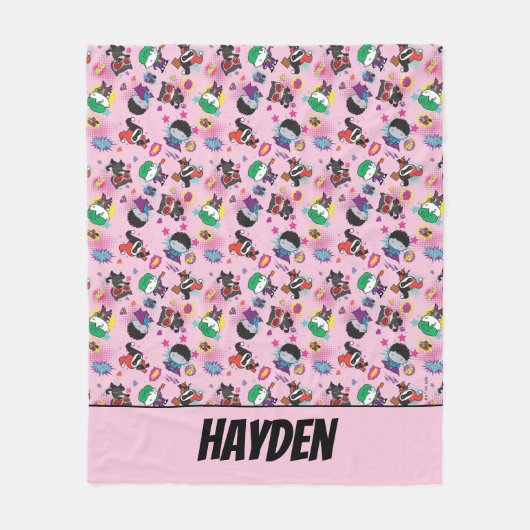 Chibi Super Villain Action Pattern Fleecedecke (Vorderseite)