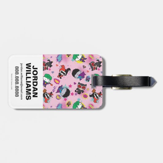 Chibi Super Villain Action Pattern Gepäckanhänger (Rückseite horizontal)