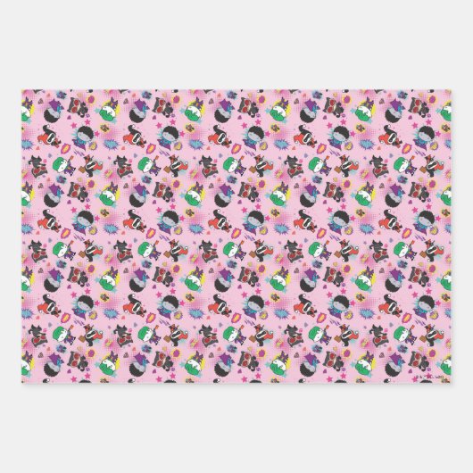 Chibi Super Villain Action Pattern Geschenkpapier Set (Vorderseite 2)
