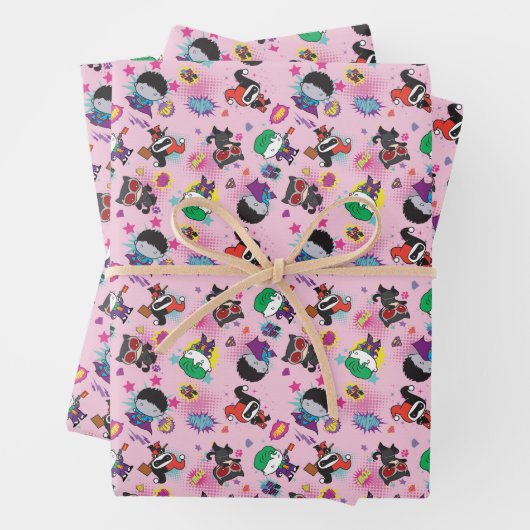 Chibi Super Villain Action Pattern Geschenkpapier Set (Beispiel)