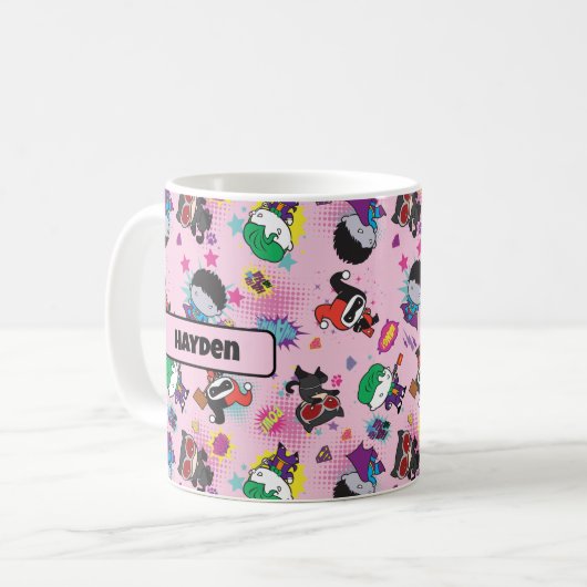 Chibi Super Villain Action Pattern Kaffeetasse (Vorderseite Links)