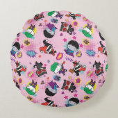 Chibi Super Villain Action Pattern Rundes Kissen (Vorderseite)