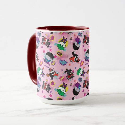 Chibi Super Villain Action Pattern Tasse (Vorderseite Links)
