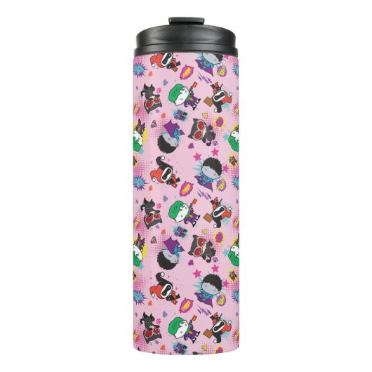 Chibi Super Villain Action Pattern Thermosbecher (Vorderseite)