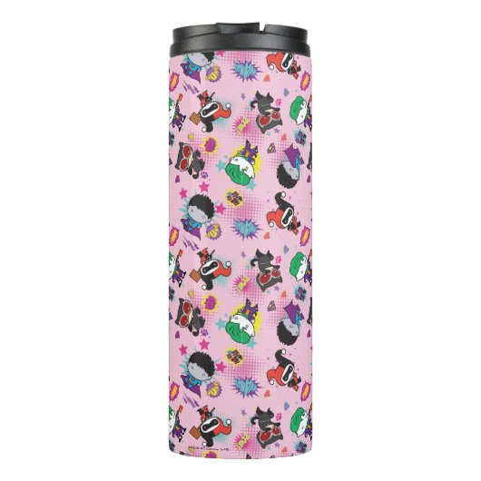 Chibi Super Villain Action Pattern Thermosbecher (Rückseite)