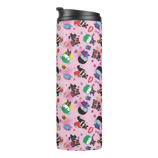 Chibi Super Villain Action Pattern Thermosbecher (Nach rechts gedreht)