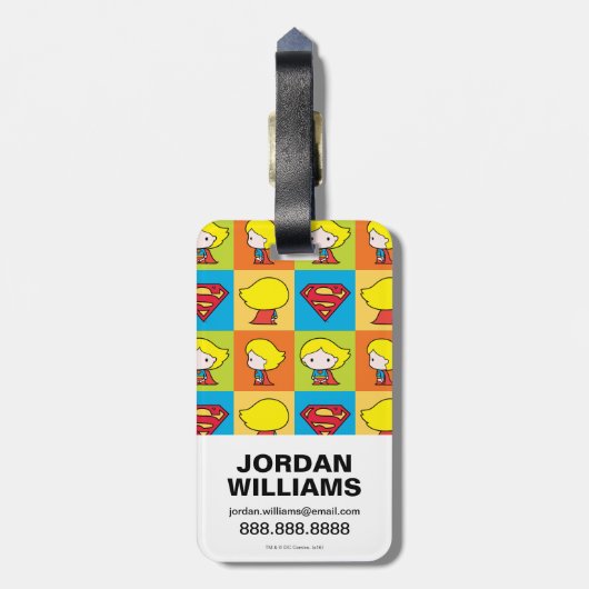 Chibi Supergirl Character Umrundung Gepäckanhänger (Rückseite vertikal)