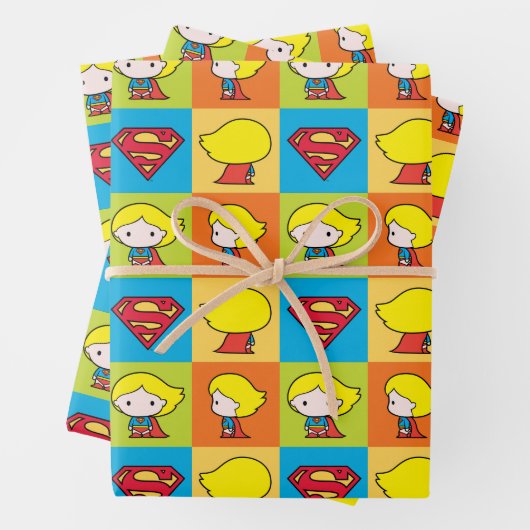 Chibi Supergirl Character Umrundung Geschenkpapier Set (Beispiel)