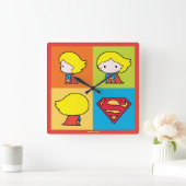 Chibi Supergirl Character Umrundung Quadratische Wanduhr (Zuhause)