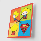 Chibi Supergirl Character Umrundung Quadratische Wanduhr (Winkel)
