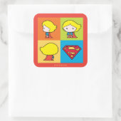 Chibi Supergirl Character Umrundung Quadratischer Aufkleber (Tasche)