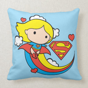 Chibi Supergirl fliegt Regenbogen Kissen