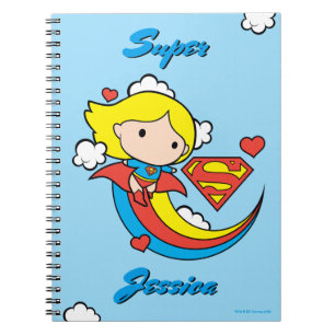 Chibi Supergirl fliegt Regenbogen Notizblock