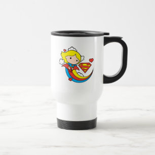 Chibi Supergirl fliegt Regenbogen Reisebecher