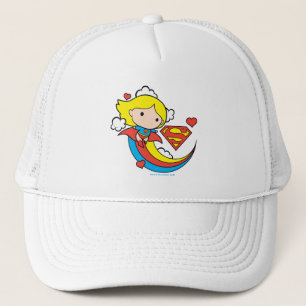 Chibi Supergirl fliegt Regenbogen Truckerkappe