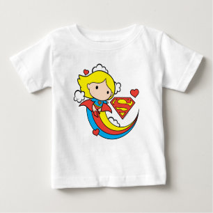 Chibi Supergirl Flying Rainbow Baby T-shirt