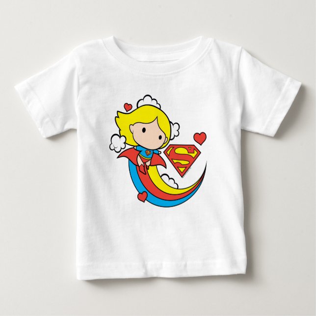 Chibi Supergirl Flying Rainbow Baby T-shirt (Vorderseite)
