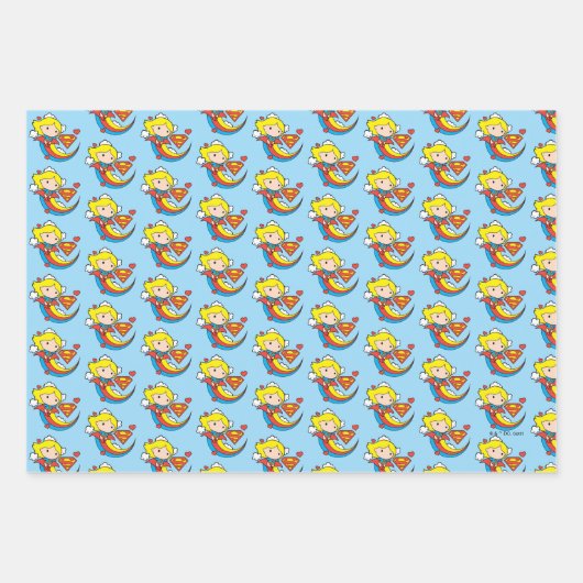 Chibi Supergirl Flying Rainbow Geschenkpapier Set (Vorderseite 3)