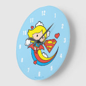 Chibi Supergirl Flying Rainbow Große Wanduhr (Winkel)