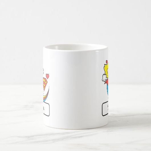 Chibi Supergirl Flying Rainbow Kaffeetasse (Mittel)