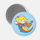 Chibi Supergirl Flying Rainbow Magnet (Vorderseite/Rückseite)
