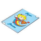 Chibi Supergirl Flying Rainbow Notizblock (Linke Seite)
