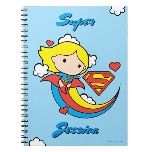 Chibi Supergirl Flying Rainbow Notizblock (Vorderseite)