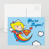 Chibi Supergirl Flying Rainbow Postkarte (Vorne/Hinten)