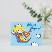 Chibi Supergirl Flying Rainbow Postkarte (Stehend Vorderseite)