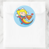 Chibi Supergirl Flying Rainbow Runder Aufkleber (Tasche)