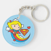 Chibi Supergirl Flying Rainbow Schlüsselanhänger (Rückseite)