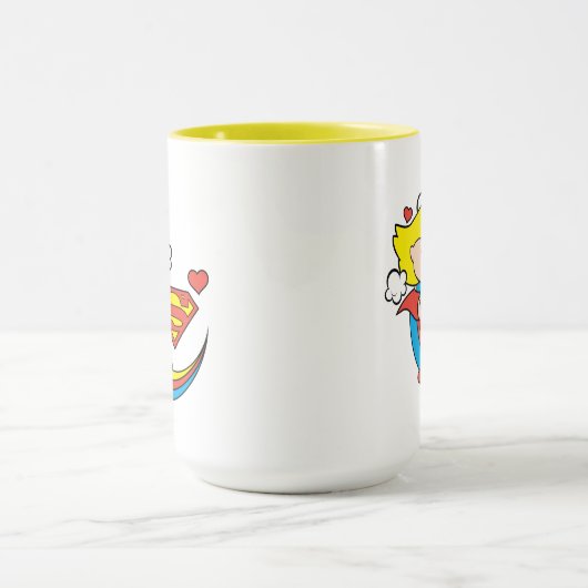 Chibi Supergirl Flying Rainbow Tasse (Zentrum)