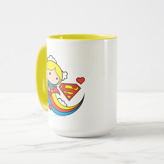 Chibi Supergirl Flying Rainbow Tasse (Vorderseite Links)