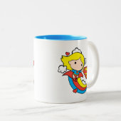 Chibi Supergirl Flying Rainbow Zweifarbige Tasse (VorderseiteRechts)