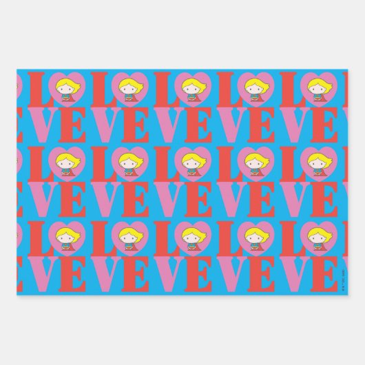 Chibi Supergirl-LIEBE Geschenkpapier Set (Vorderseite 3)