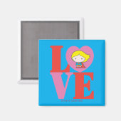 Chibi Supergirl-LIEBE Magnet (Vorderseite/Rückseite)