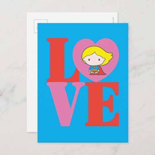 Chibi Supergirl-LIEBE Postkarte (Vorne/Hinten)