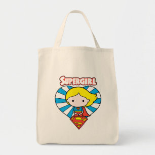 Chibi Supergirl Starburst Herz und Logo Tragetasche