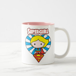 Chibi Supergirl Starburst Herz und Logo Zweifarbige Tasse