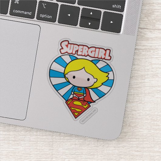 Chibi Supergirl Sternexplosion Herz und Logo Aufkleber (Detail)
