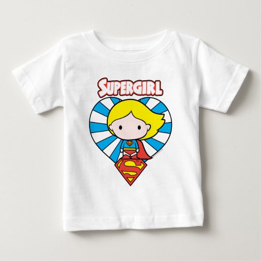 Chibi Supergirl Sternexplosion Herz und Logo Baby T-shirt (Vorderseite)