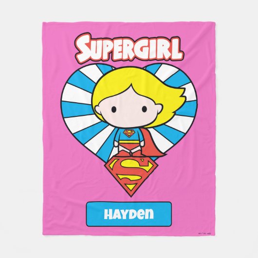 Chibi Supergirl Sternexplosion Herz und Logo Fleecedecke (Vorderseite)